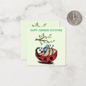 Happy Summer Vacation - Happy Ladybug mit Telefon Mitteilungskarte (Vorderseite/Rückseite Beispiel)