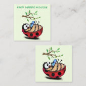 Happy Summer Vacation - Happy Ladybug mit Telefon Mitteilungskarte (Vorne/Hinten)