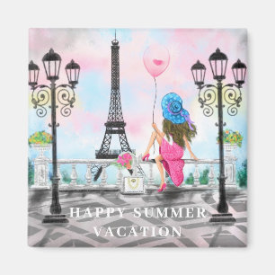 Happy Summer Vacation - I Liebe Paris - Malerei Magnet