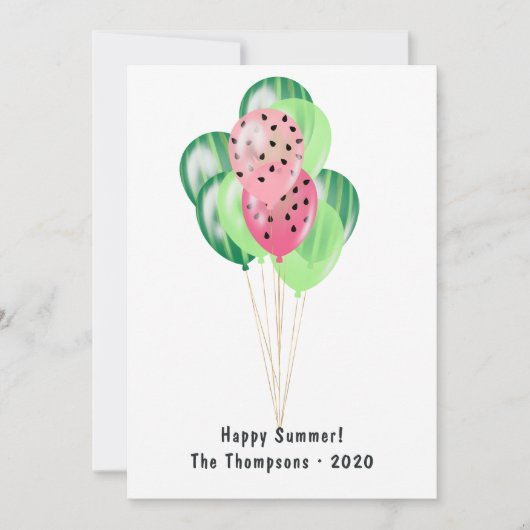 Happy Summer Watermelon Balloons Family Foto Karte (Vorderseite)