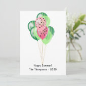 Happy Summer Watermelon Balloons Family Foto Karte (Stehend Vorderseite)