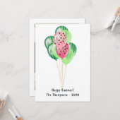 Happy Summer Watermelon Balloons Family Foto Karte (Vorderseite/Rückseite Beispiel)