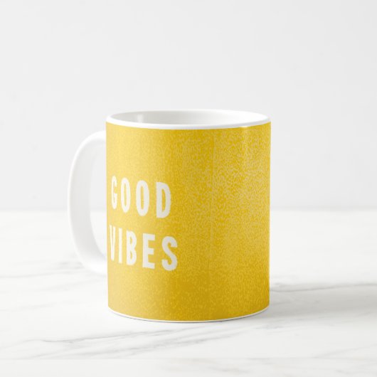 Happy Summer Yellow Good Vibes Typografy Coffee Kaffeetasse (Vorderseite Links)