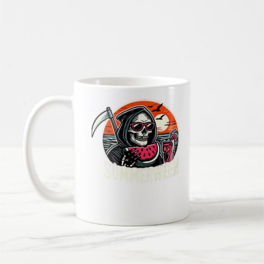 Happy Summerween Grim Sensenmann Watermelon Summer Kaffeetasse (Links)