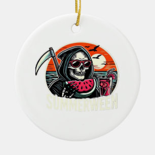 Happy Summerween Grim Sensenmann Watermelon Summer Keramik Ornament