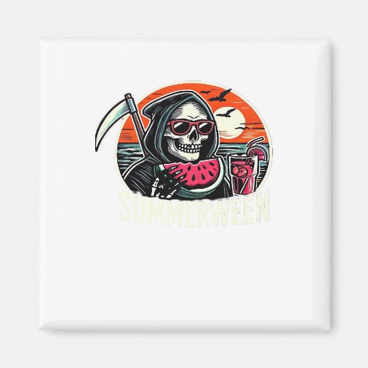 Happy Summerween Grim Sensenmann Watermelon Summer Magnet (Vorne)