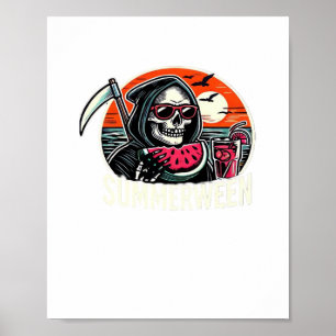 Happy Summerween Grim Sensenmann Watermelon Summer Poster