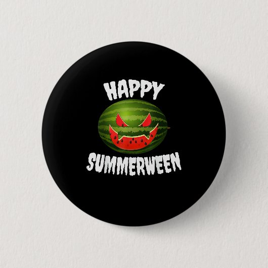 Happy Summerween Retro Watermelon Kürbislaterne Button (Vorderseite)