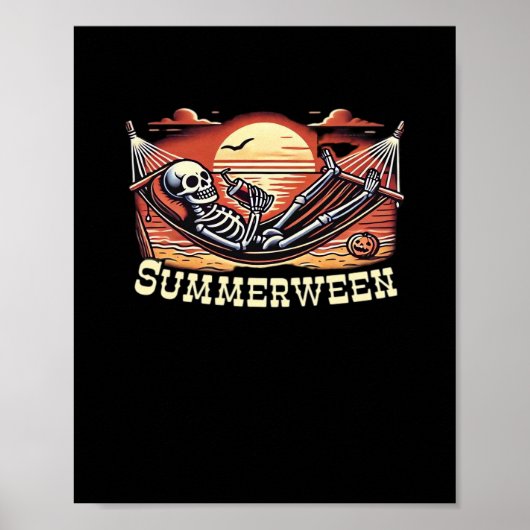 Happy Summerween Skeleton Drink SommerHalloween C Poster (Vorne)