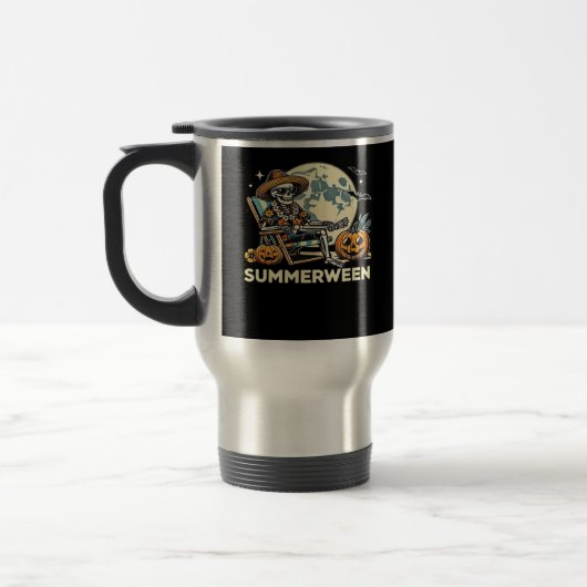 Happy Summerween Skeleton Drink SommerHalloween F Reisebecher (Links)