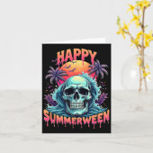 Happy Summerween Skeleton Summer Watermelon Jack-o Karte (Gelbe Blume)