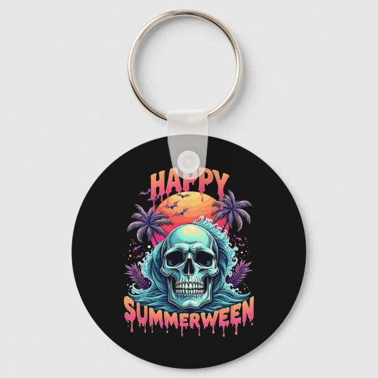 Happy Summerween Skeleton Summer Watermelon Jack-o Schlüsselanhänger (Vorderseite)