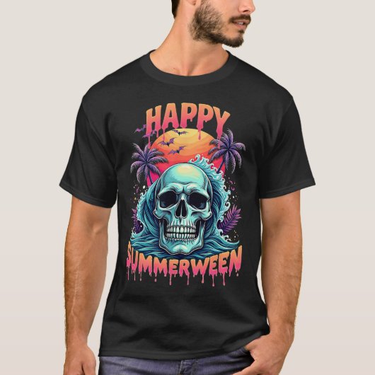 Happy Summerween Skeleton Summer Watermelon Jack-o T-Shirt (Vorderseite)