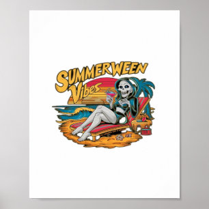 Happy Summerween Sommer Halloween Holiday Beach Vi Poster