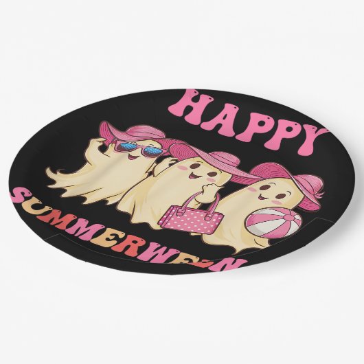 Happy Summerween Sommer Halloween Kostüme Ghost L Pappteller (Schrägansicht)