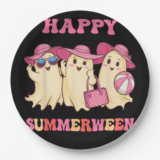Happy Summerween Sommer Halloween Kostüme Ghost L Pappteller (Vorderseite)