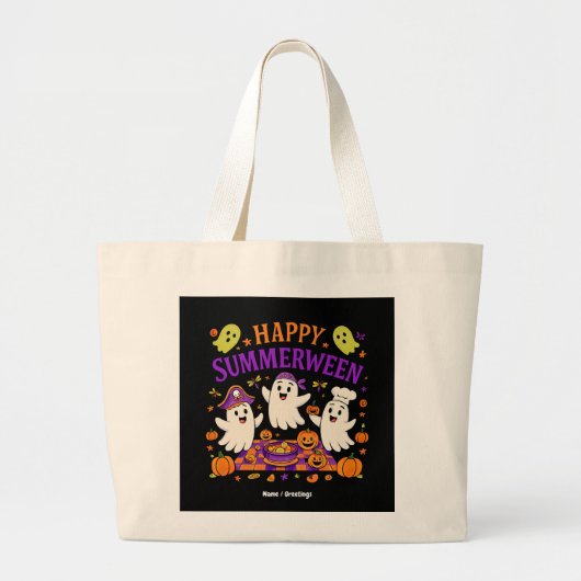 Happy Summerween Spooky Summer Ghost Jumbo Stoffbeutel (Vorne)
