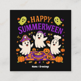 Happy Summerween Spooky Summer Ghost Quadratische Visitenkarte