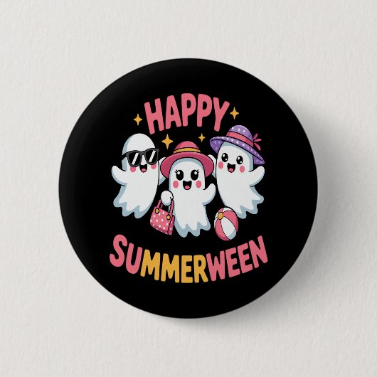 Happy Summerween Summer Halloween Funny Button (Vorderseite)