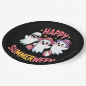 Happy Summerween Summer Halloween Funny Pappteller (Schrägansicht)