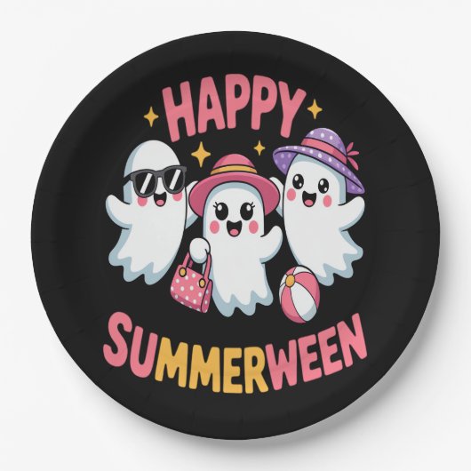Happy Summerween Summer Halloween Funny Pappteller (Vorderseite)