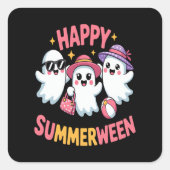 Happy Summerween Summer Halloween Funny Quadratischer Aufkleber (Vorderseite)