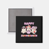 Happy Summerween Summer Halloween Ghost Magnet (Vorderseite/Rückseite)