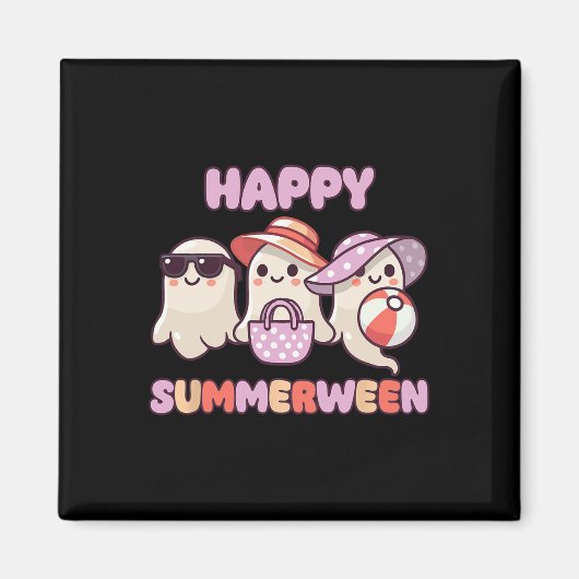 Happy Summerween Summer Halloween Ghost Magnet (Vorne)