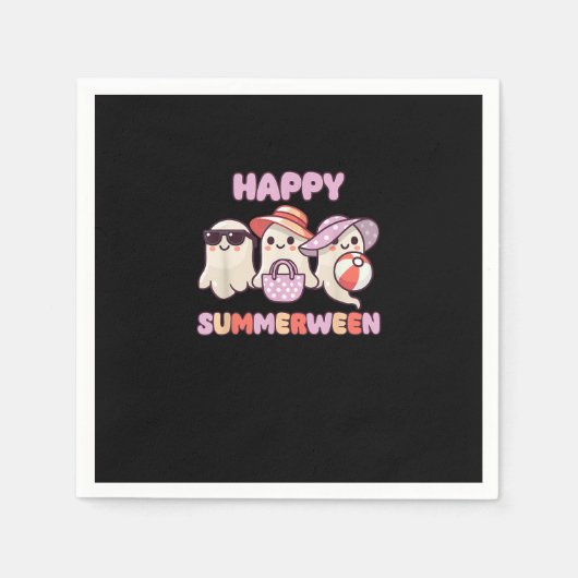 Happy Summerween Summer Halloween Ghost Serviette (Vorderseite)