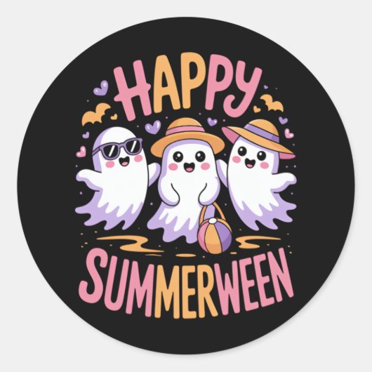 Happy Summerween Summer Halloween Runder Aufkleber (Vorderseite)