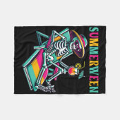 Happy Summerween Summer Halloween Skeleton Fleecedecke (Vorderseite (Horizontal))