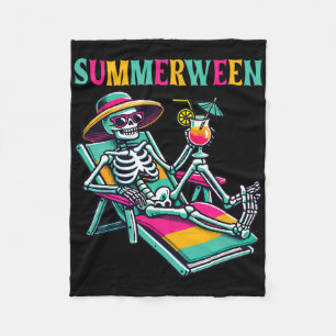 Happy Summerween Summer Halloween Skeleton Fleecedecke