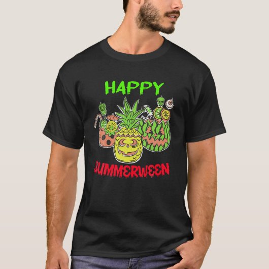 Happy Summerween Summer Watermelon Halloween Pool T-Shirt (Vorderseite)
