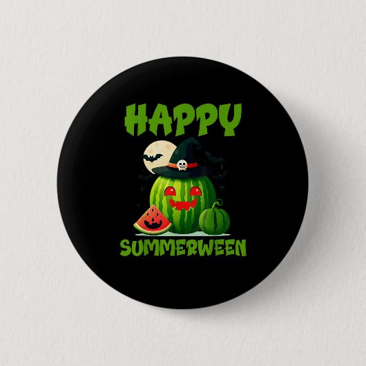 Happy Summerween Summer Watermelon Jack-O-Lantern Button (Vorderseite)