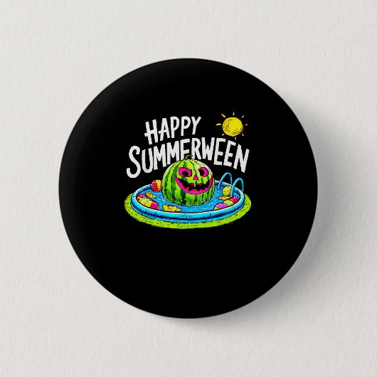 Happy Summerween Summer Watermelon Jack-O-Lantern Button (Vorderseite)