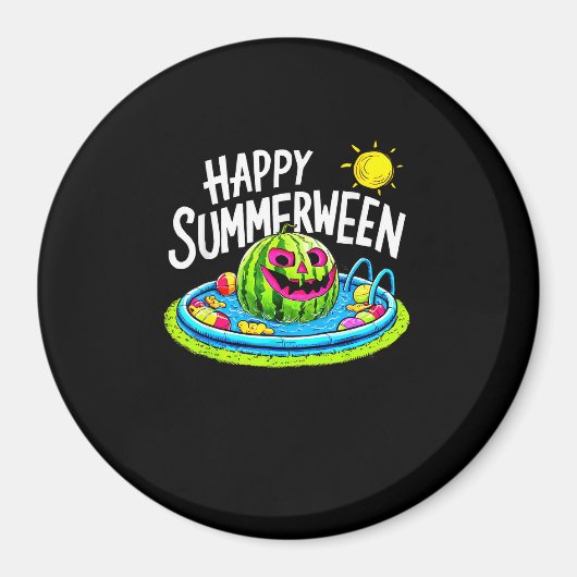 Happy Summerween Summer Watermelon Jack-O-Lantern Magnet (Vorne)