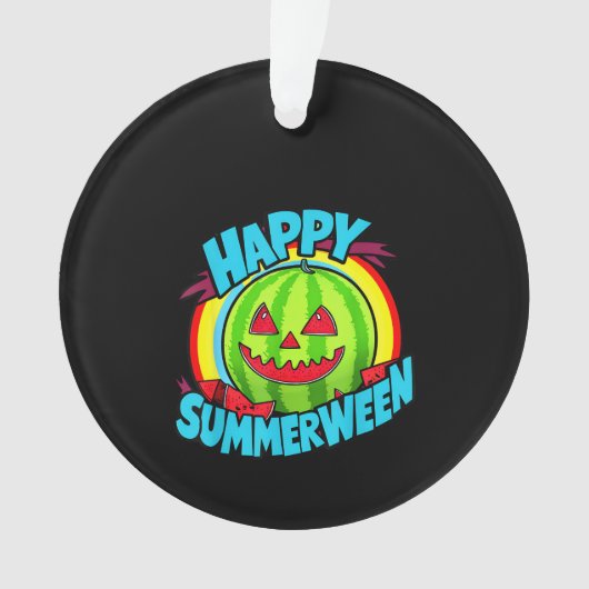 Happy Summerween Summer Watermelon Jack-O-Lantern Ornament (Vorderseite)