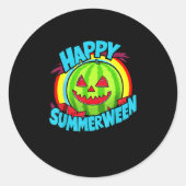 Happy Summerween Summer Watermelon Jack-O-Lantern Runder Aufkleber (Vorderseite)