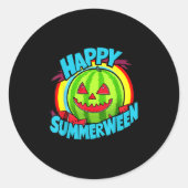Happy Summerween Summer Watermelon Jack-o-lantern Runder Aufkleber (Vorderseite)