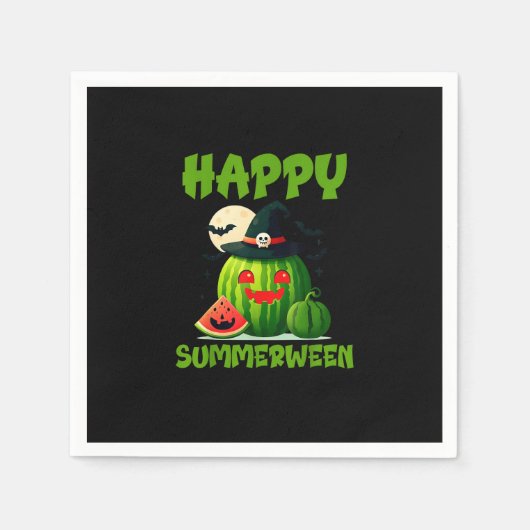 Happy Summerween Summer Watermelon Jack-O-Lantern Serviette (Vorderseite)