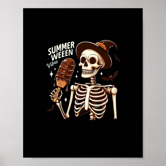 Happy Summerween Vibes Skeleton IceCream Summer Ha Poster (Vorne)