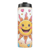 Happy Sun and Clouds Kinderzimmer Design Thermosbecher (Vorderseite)