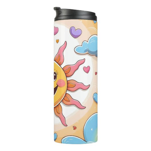 Happy Sun and Clouds Kinderzimmer Design Thermosbecher (Nach rechts gedreht)