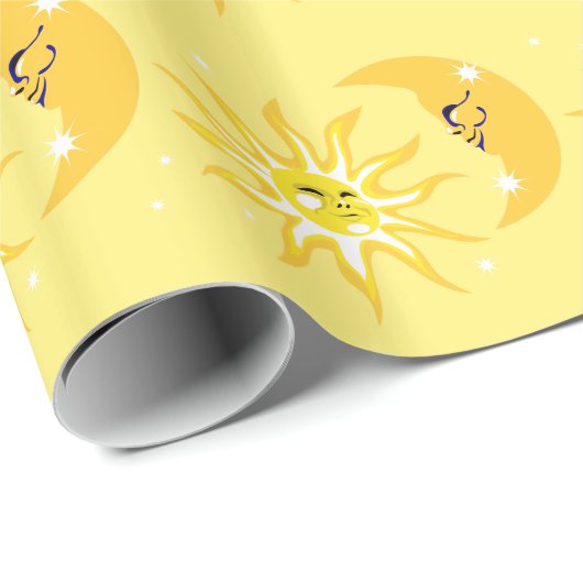 Happy Sun and Moon Wrapping Paper Geschenkpapier (Rolleneckpunkt)