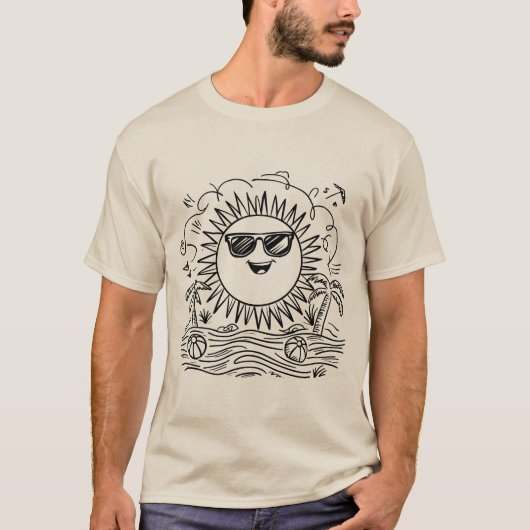 Happy Sun Beach Scene T-Shirt (Vorderseite)