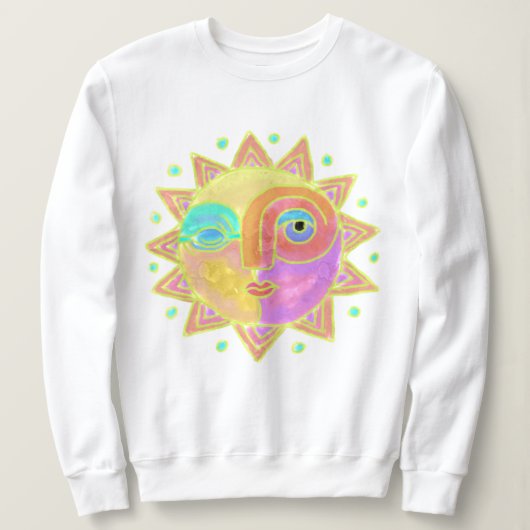 Happy Sun Face Abstrakte Kunst zu tragen Sweatshirt (Design vorne)