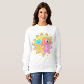 Happy Sun Face Abstrakte Kunst zu tragen Sweatshirt (Vorne ganz)