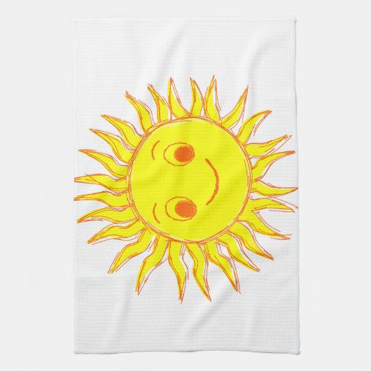 Happy Sun Face Zeichnend Geschirrtuch (Vertikal)