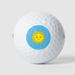 Happy Sun Face Zeichnend Golfball