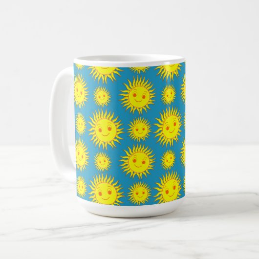 Happy Sun Face Zeichnend Kaffeetasse (Vorderseite Links)
